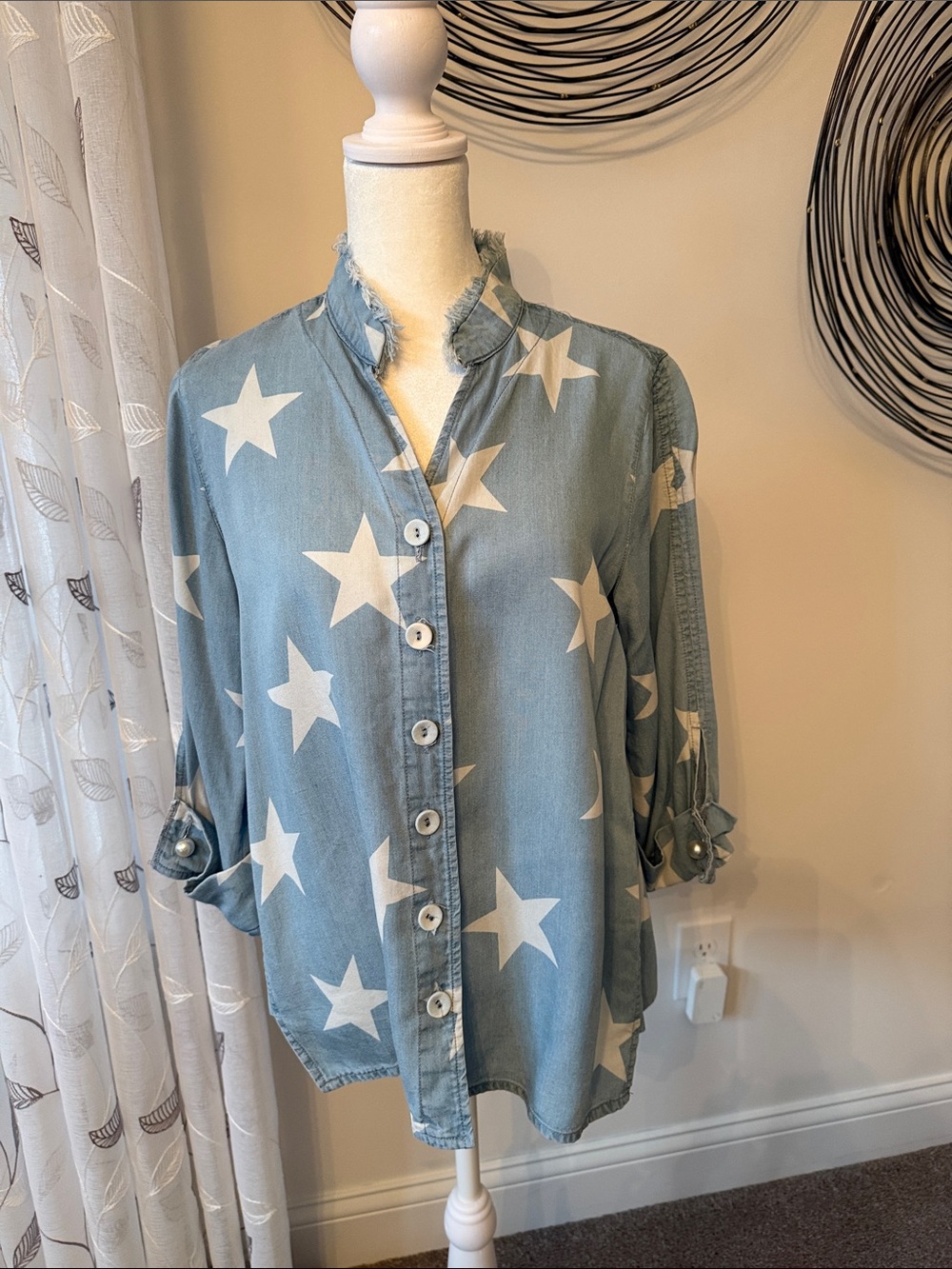 Multiples Light Blue Lyocell Top